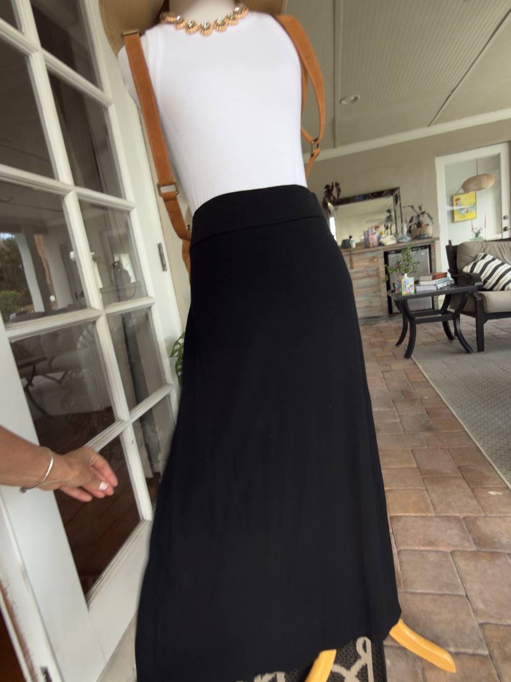 Women's Black Maxi Skirt with Flared Hem